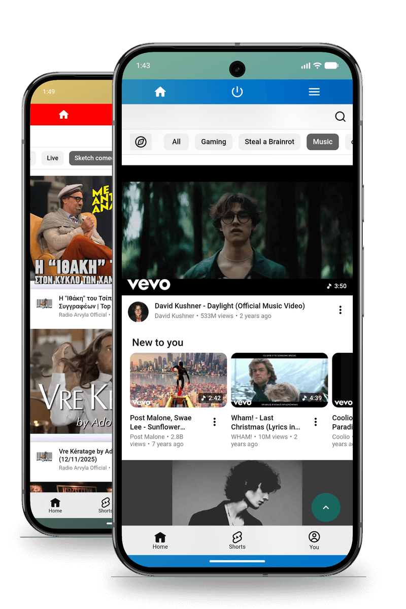 Minimizer for YouTube interface on phones